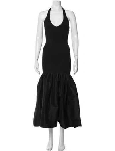 Pre-owned Delfi Collective Halterneck Long Dress In Black