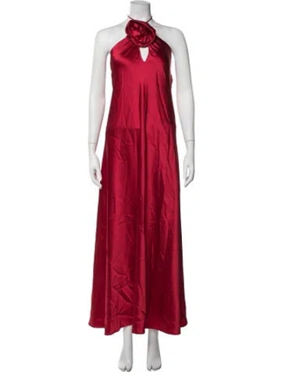Pre-owned Delfi Collective Halterneck Long Dress In Red
