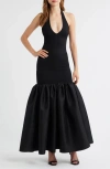 Delfi Collective Isha Halter Gown In Black