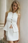 Delfi Collective Kelsey Buttondown Vest & Mini Skirt Set In White