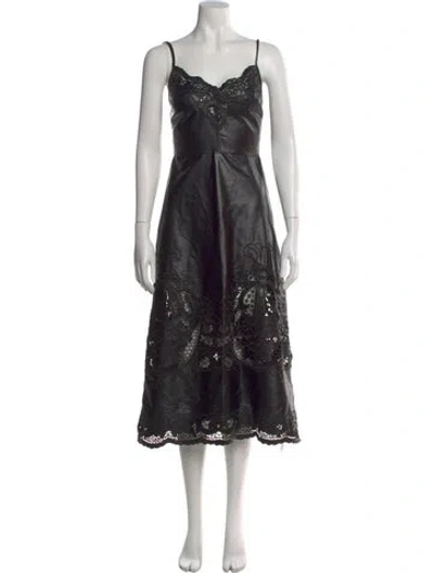 Pre-owned Delfi Collective Lace Pattern Midi Length Dress W/ Tags In Black