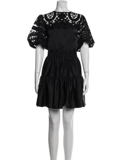 Pre-owned Delfi Collective Lace Pattern Mini Dress In Black