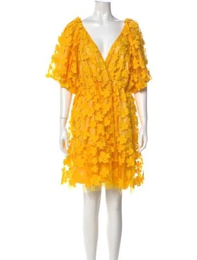 Pre-owned Delfi Collective Lace Pattern Mini Dress In Yellow