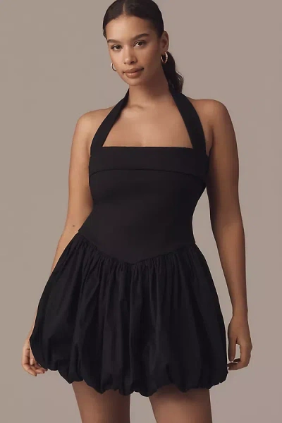 Delfi Collective Megan Halter Basque-waist Mini Dress In Black