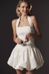 Delfi Collective Mia Satin Halter Drop-waist Bubble Mini Dress