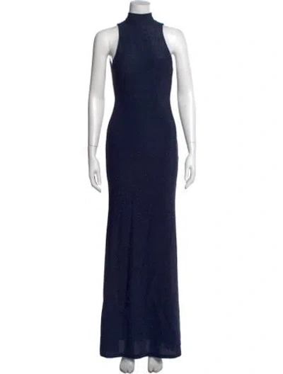 Pre-owned Delfi Collective Mock Neck Long Dress W/ Tags In Blue