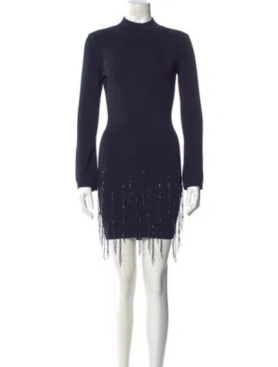 Pre-owned Delfi Collective Mock Neck Mini Dress In Blue
