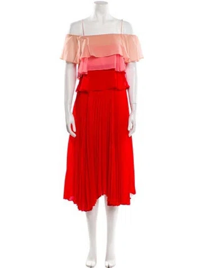 Pre-owned Delfi Collective Off-the-shoulder Midi Length Dress In Red