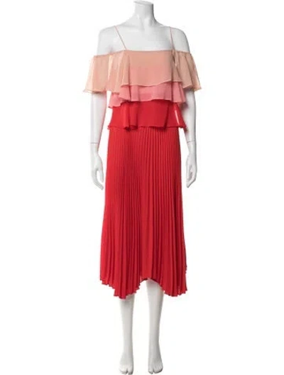 Pre-owned Delfi Collective Off-the-shoulder Midi Length Dress In Red
