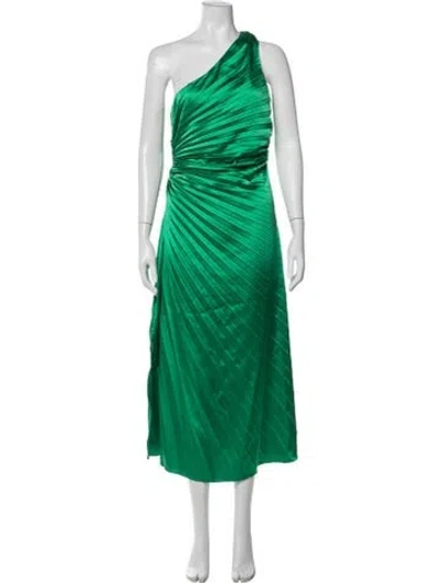Pre-owned Delfi Collective One-shoulder Midi Length Dress In Green