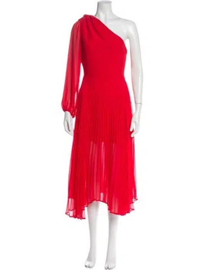 Pre-owned Delfi Collective One-shoulder Midi Length Dress In Red