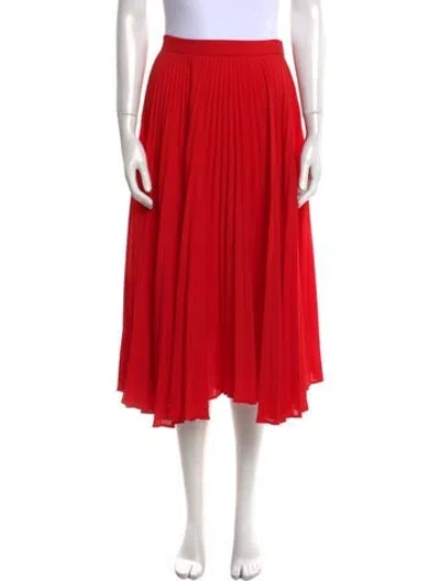 Pre-owned Delfi Collective Pleated Accents Midi Length Skirt In Red
