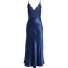 Delfi Collective Polina Lace Bodice Satin Slipdress In Navy