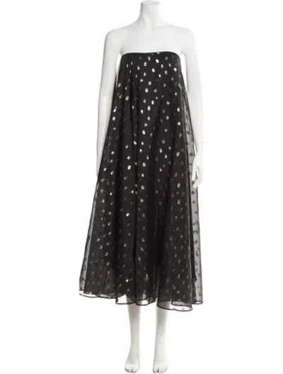 Pre-owned Delfi Collective Polka Dot Print Long Dress In Black/silver