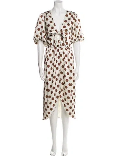 Pre-owned Delfi Collective Polka Dot Print Long Dress In Neutral