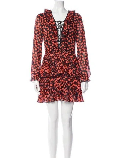 Pre-owned Delfi Collective Polka Dot Print Mini Dress In Red