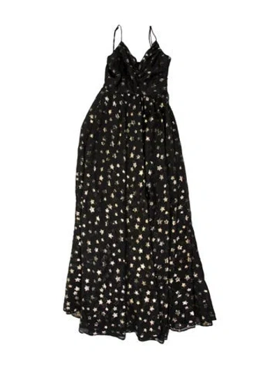 Pre-owned Delfi Collective Printed Long Dress In Black