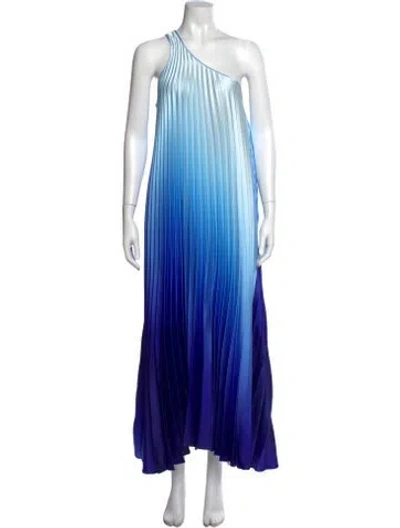 Pre-owned Delfi Collective Printed Long Dress In Blue
