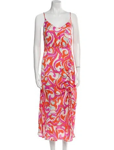 Pre-owned Delfi Collective Printed Long Dress In Orange