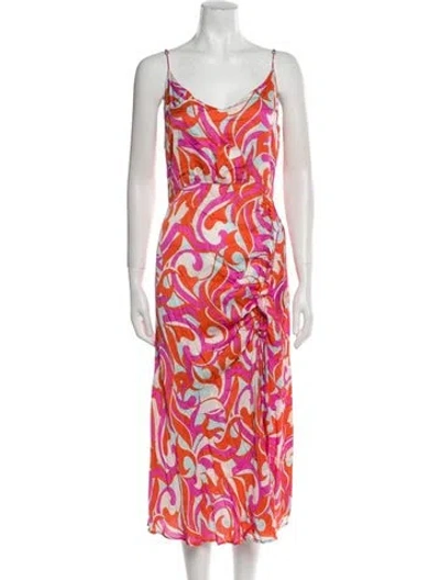 Pre-owned Delfi Collective Printed Long Dress In Orange
