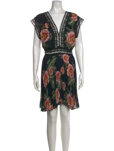 Pre-owned Delfi Collective Printed Mini Dress In Black