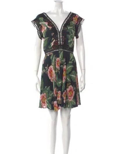Pre-owned Delfi Collective Printed Mini Dress In Black