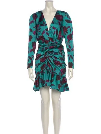 Pre-owned Delfi Collective Printed Mini Dress In Green