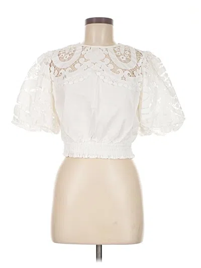 Pre-owned Delfi Collective Short Sleeve Blouse In White