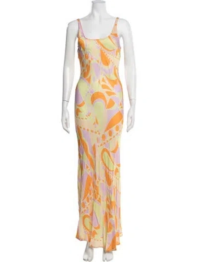 Pre-owned Delfi Collective Silk Long Dress In Orange