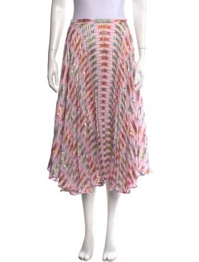 Pre-owned Delfi Collective Silk Midi Length Skirt In Pink