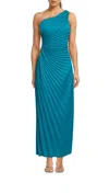 Delfi Collective Solie Long Cut Out One Shoulder Dress In Teal In Blue