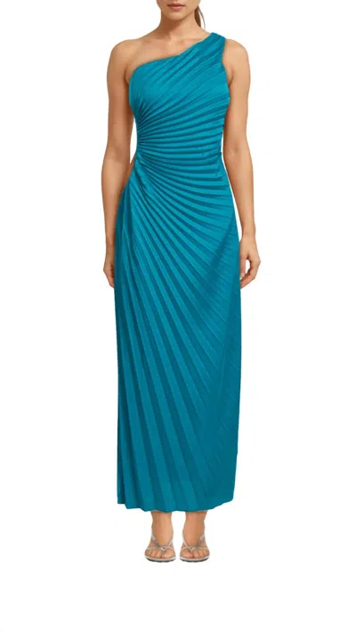 Delfi Collective Solie Long Cut Out One Shoulder Dress In Teal In Blue