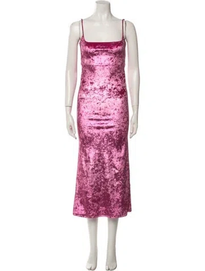 Pre-owned Delfi Collective Square Neckline Long Dress In Pink