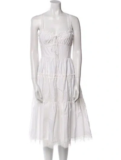 Pre-owned Delfi Collective Square Neckline Midi Length Dress In White