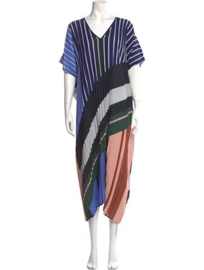 Pre-owned Delfi Collective Striped Long Dress In Blue