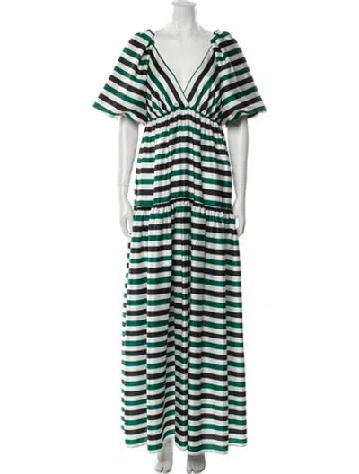 Pre-owned Delfi Collective Striped Long Dress In White