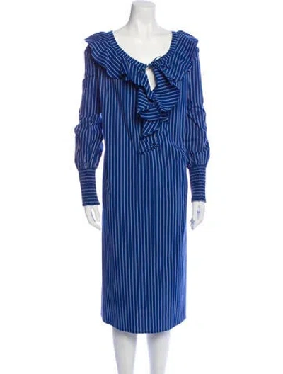 Pre-owned Delfi Collective Striped Midi Length Dress In Blue