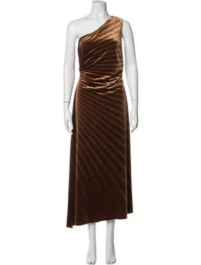 Pre-owned Delfi Collective Striped Midi Length Dress In Brown