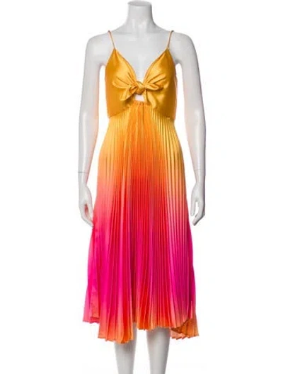 Pre-owned Delfi Collective Striped Midi Length Dress In Pink