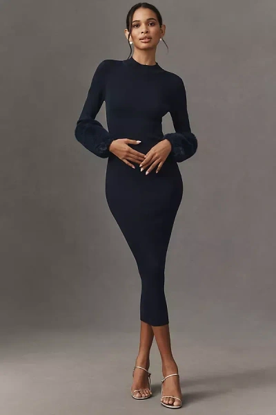 Delfi Collective Tabitha Long-sleeve Midi Dress In Blue