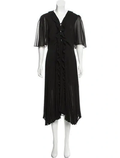 Pre-owned Delfi Collective Tie Neck Midi Length Dress In Black