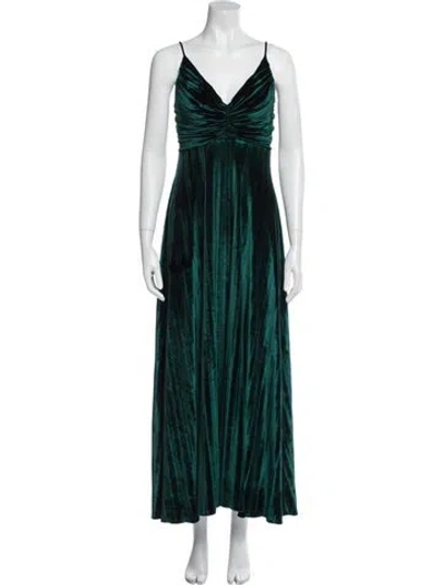 Pre-owned Delfi Collective V-neck Long Dress In Green