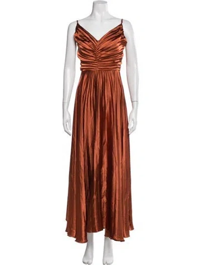 Pre-owned Delfi Collective V-neck Long Dress In Orange