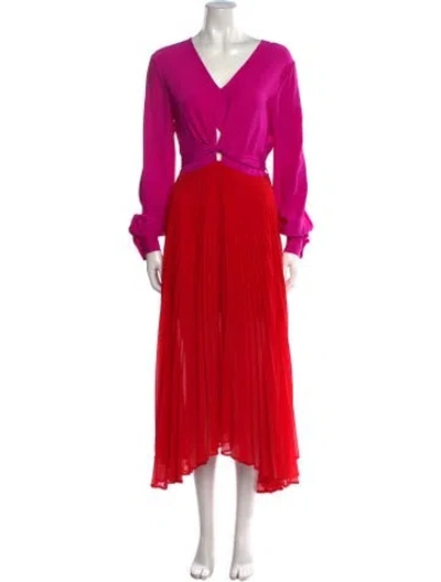 Pre-owned Delfi Collective V-neck Long Dress In Red