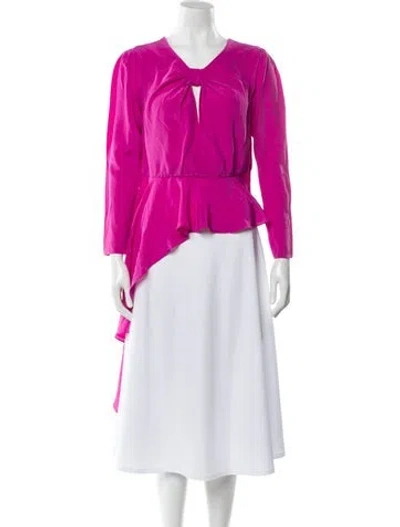 Pre-owned Delfi Collective V-neck Long Sleeve Blouse In Purple