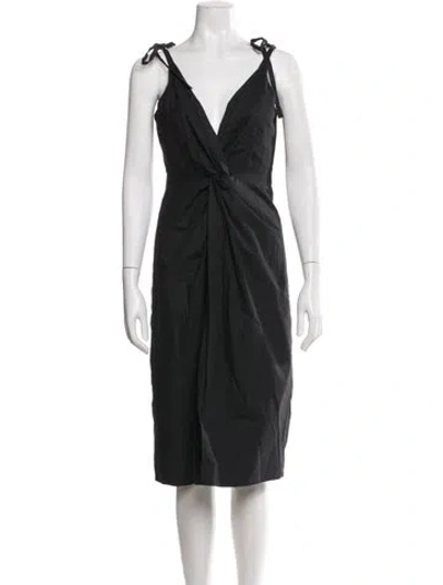 Pre-owned Delfi Collective V-neck Midi Length Dress In Gray