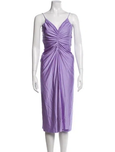 Pre-owned Delfi Collective V-neck Midi Length Dress In Purple