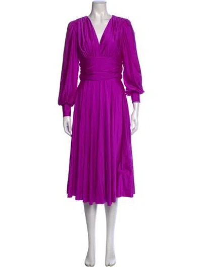 Pre-owned Delfi Collective V-neck Midi Length Dress In Purple