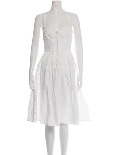 Pre-owned Delfi Collective V-neck Midi Length Dress In White