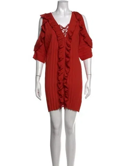 Pre-owned Delfi Collective V-neck Mini Dress In Orange
